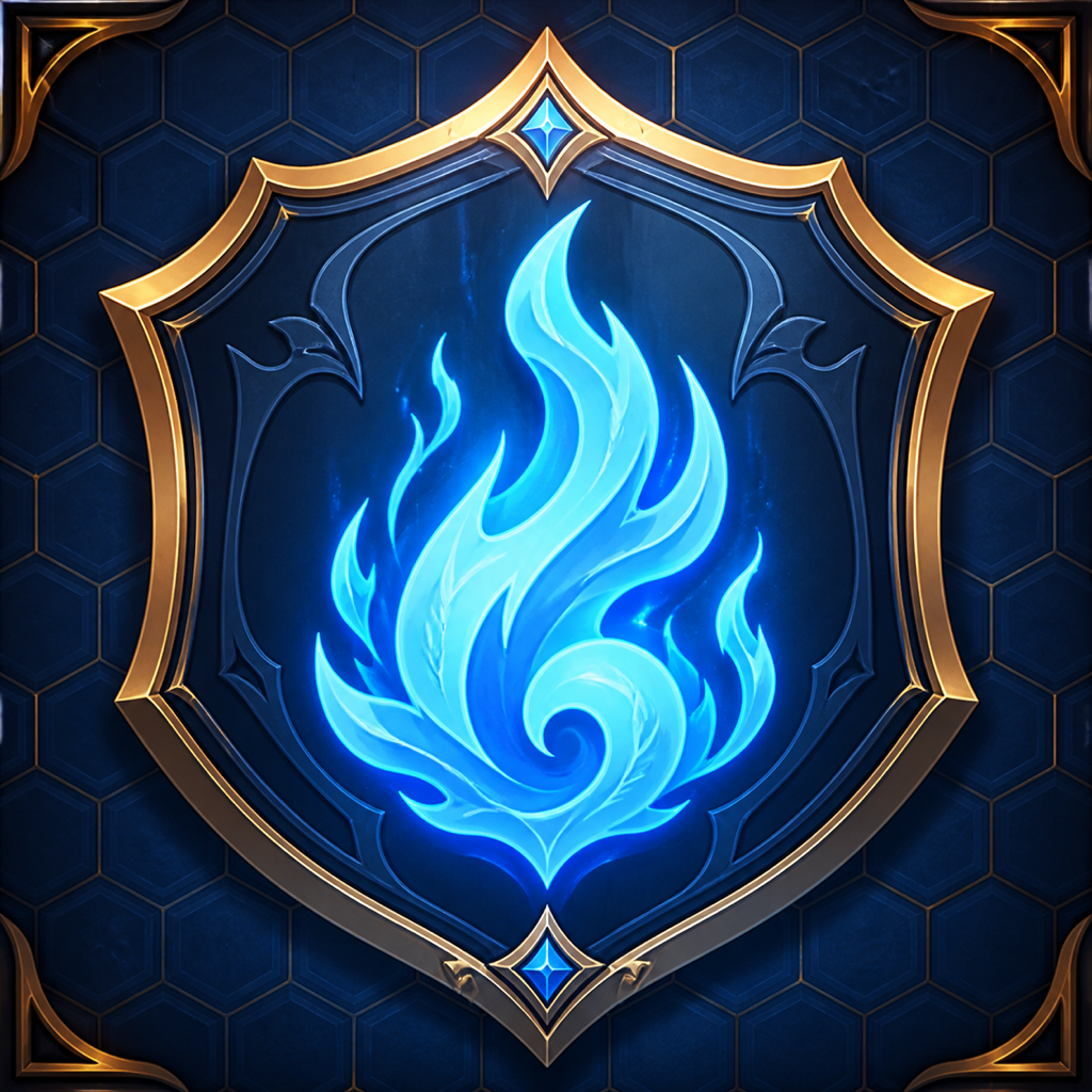 Azure flame shield emblem